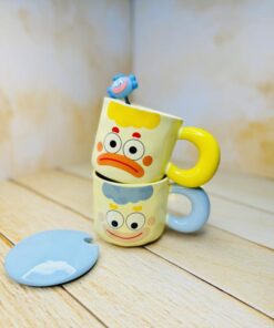 ماگ درب دار دلقک قاشق سیلیکونی کد 2909