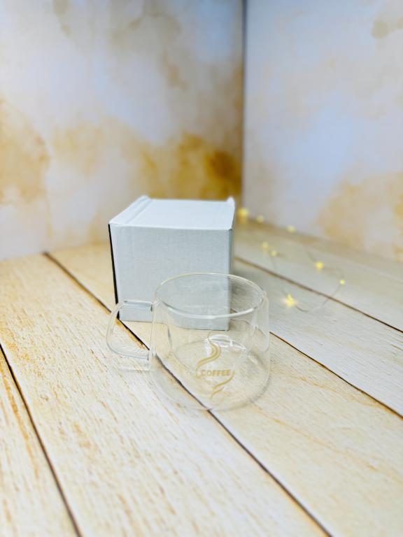 فنجان پیرکس دو جداره دسته دار COFFEE کد 2921