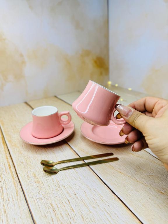 ست شات دو عددی قهوه خوری کادویی صورتی کد 2922