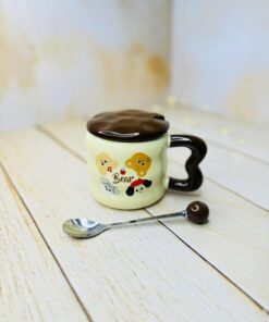 ماگ سرامیکی فانتزی دسته قلبی سگ و گربه کد 2926