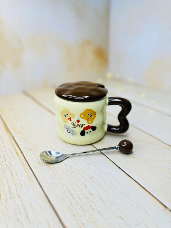 ماگ سرامیکی فانتزی دسته قلبی سگ و گربه کد 2926