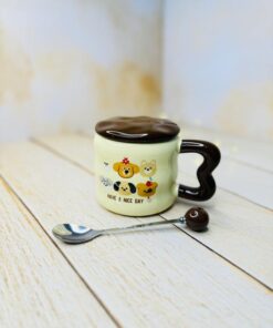 ماگ سرامیکی فانتزی دسته قلبی سگ و گربه کد 2926