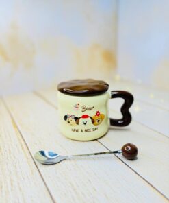 ماگ سرامیکی فانتزی دسته قلبی سگ و گربه کد 2926