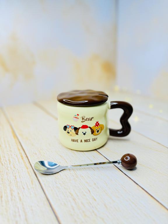 ماگ سرامیکی فانتزی دسته قلبی سگ و گربه کد 2926