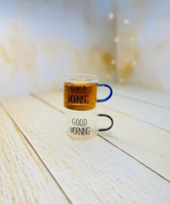 شات قهوه پیرکس GOOD MORNING شیار دار کوچک کد 2934