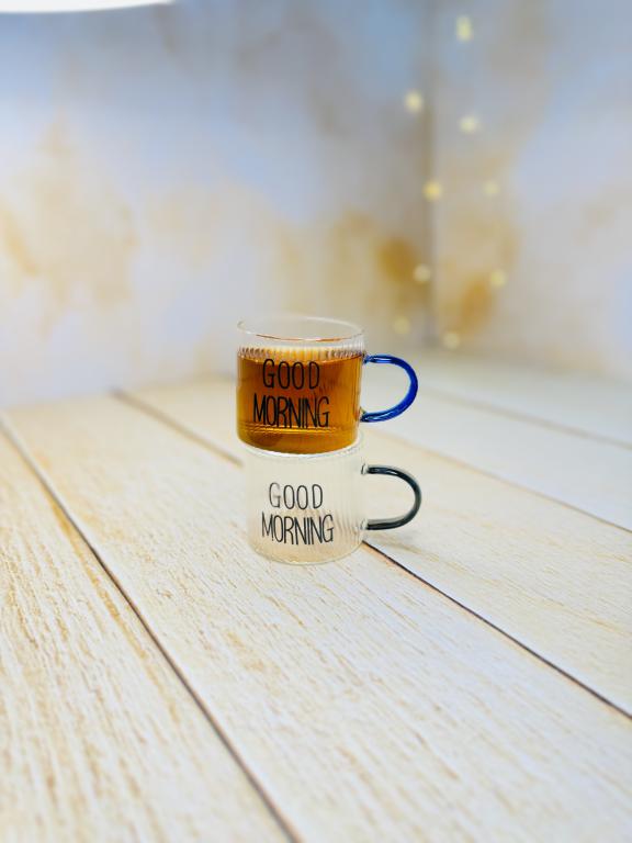 شات قهوه پیرکس GOOD MORNING شیار دار کوچک کد 2934