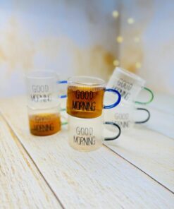 شات قهوه پیرکس GOOD MORNING شیار دار کوچک کد 2934