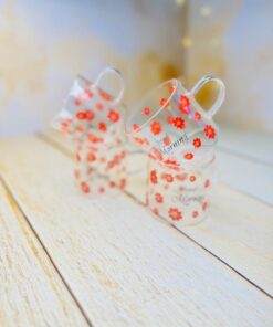 شات قهوه پیرکس گرد گل قرمز دسته دار کد 2935