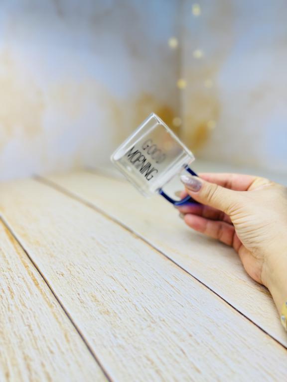 شات قهوه پیرکس مربعی دسته رنگی GOOD MORNING کد 2936