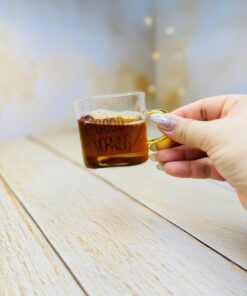 شات قهوه پیرکس مربعی دسته رنگی GOOD MORNING کد 2936