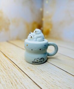 ماگ فانتزی در برجسته سرامیکی خانواده خرسی DONUTS کد2946