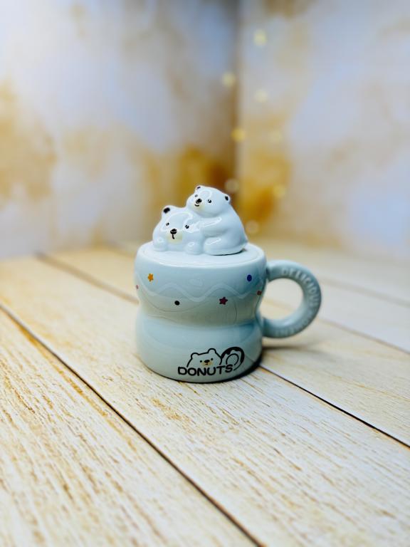 ماگ فانتزی در برجسته سرامیکی خانواده خرسی DONUTS کد2946