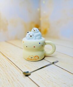 ماگ فانتزی در برجسته سرامیکی خانواده خرسی DONUTS کد2946