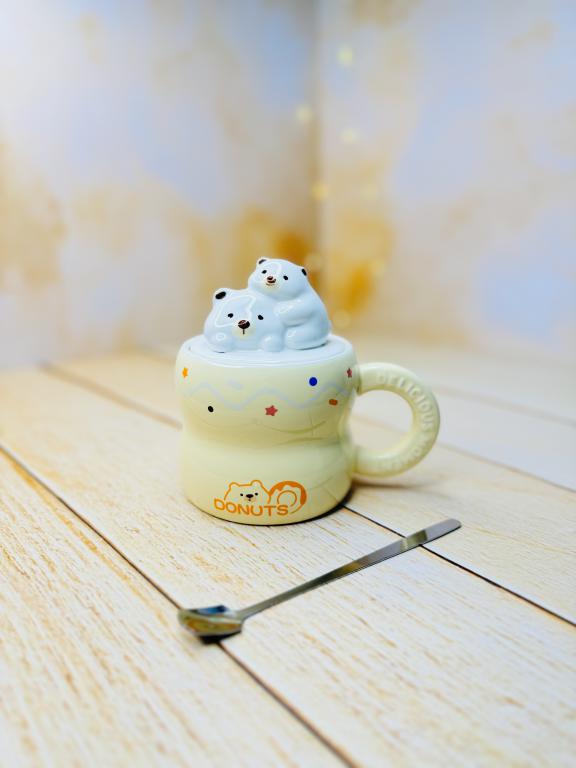 ماگ فانتزی در برجسته سرامیکی خانواده خرسی DONUTS کد2946