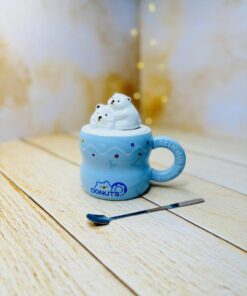 ماگ فانتزی در برجسته سرامیکی خانواده خرسی DONUTS کد2946