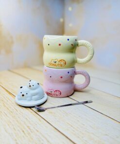 ماگ فانتزی در برجسته سرامیکی خانواده خرسی DONUTS کد2946