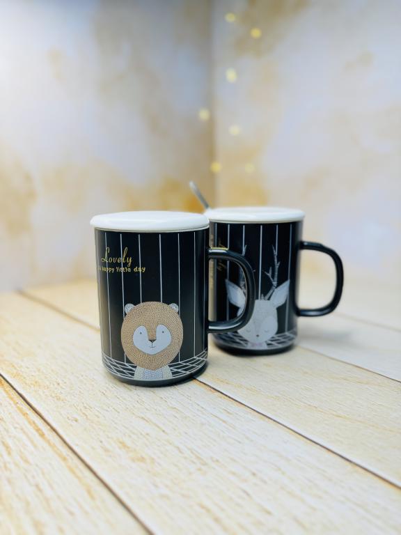 ماگ سرامیکی طرح خطی سه بعدی حیوانات جنگل کد 2947