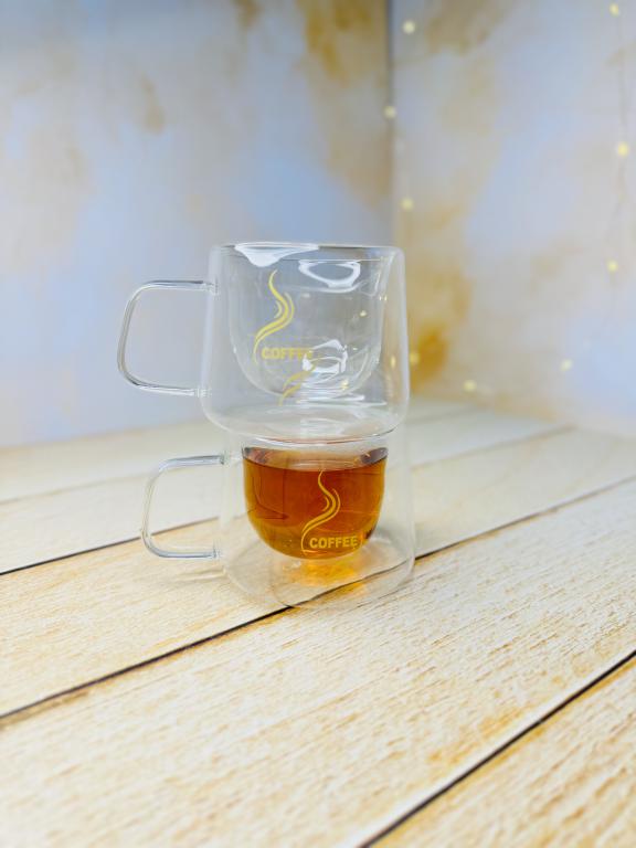 فنجان دسته دار پیرکس دو جداره coffeeکد 2949