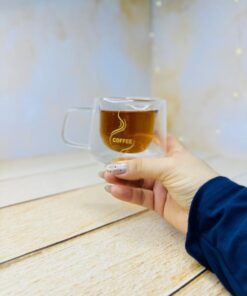فنجان دسته دار پیرکس دو جداره coffeeکد 2949
