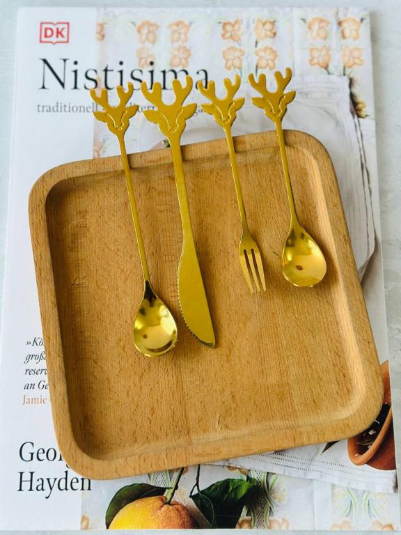 قاشق چنگال فانتزی استیل طرح گوزن کد 3005