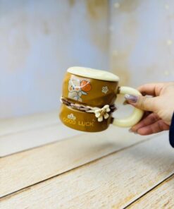 ماگ فانتزی سرامیکی طرح خرس تدی کش دار کد 2961