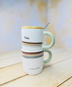 ماگ سرامیکی کلاسیک درب بامبو چوبی کد 2966