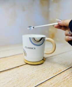 ماگ سرامیکی کلاسیک درب بامبو چوبی کد 2966