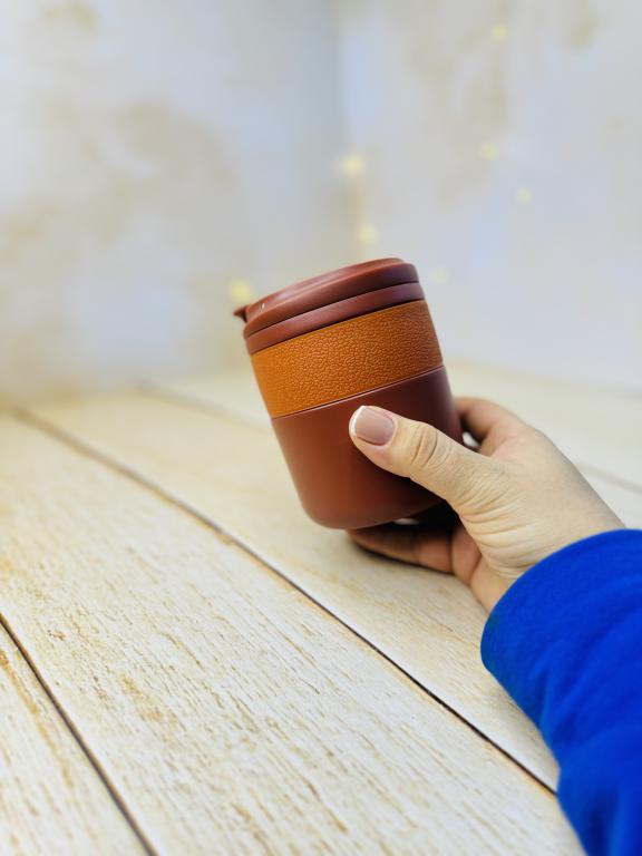 مینی تراول ماگ فانتزی دورچرمی استیل کد 2993