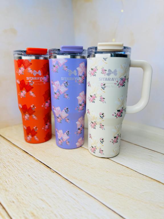 تامبلر تراول ماگ دوحالته گلدار دسته بغل 900 میل سیتارایوری SITARAYURI کد2992