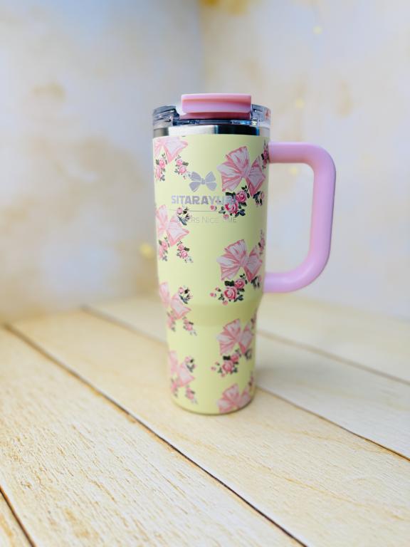 تامبلر تراول ماگ دوحالته گلدار دسته بغل 900 میل سیتارایوری SITARAYURI کد2992