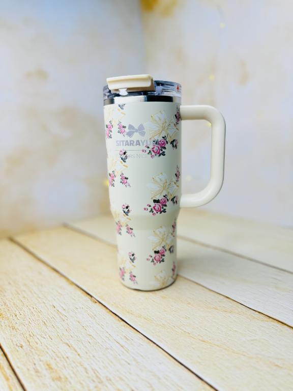 تامبلر تراول ماگ دوحالته گلدار دسته بغل 900 میل سیتارایوری SITARAYURI کد2992