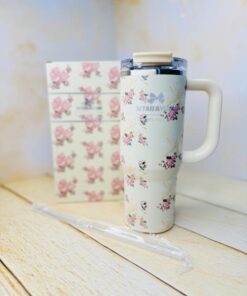 تامبلر تراول ماگ دوحالته گلدار دسته بغل 900 میل سیتارایوری SITARAYURI کد2992