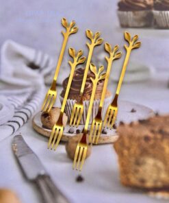 قاشق و چنگال و کارد فانتزی دسر خوری طرح گلبرگ استیل کد 1044