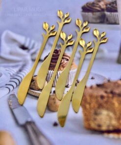 قاشق و چنگال و کارد فانتزی دسر خوری طرح گلبرگ استیل کد 1044