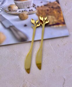 قاشق و چنگال و کارد فانتزی دسر خوری طرح گلبرگ استیل کد 1044