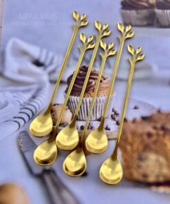 قاشق و چنگال و کارد فانتزی دسر خوری طرح گلبرگ استیل کد 1044