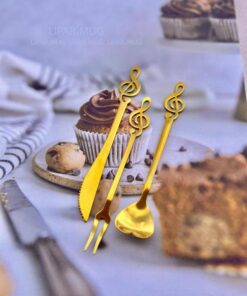 ست قاشق و چنگال و کارد استیل دسر خوری طرح ملودی کد3007
