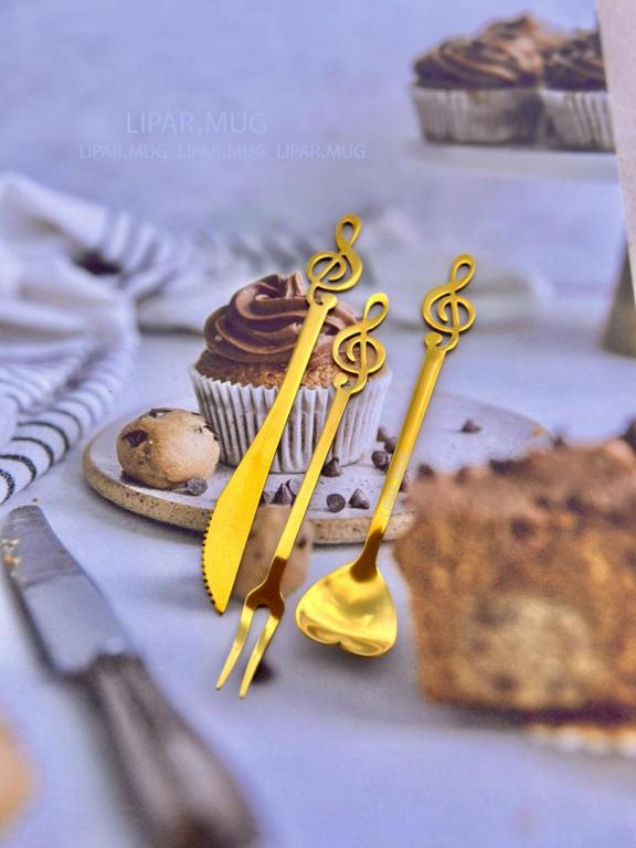 ست قاشق و چنگال و کارد استیل دسر خوری طرح ملودی کد3007