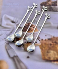 قاشق و چنگال و کارد فانتزی دسر خوری طرح گلبرگ استیل کد 1044