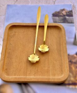 قاشق استیل فانتزی طرح گل طلایی کد 3009