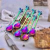 قاشق چنگال استیل دسر خوری فانتزی هفت رنگ هولوگرامی کد 3008