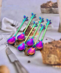 قاشق چنگال استیل دسر خوری فانتزی هفت رنگ هولوگرامی کد 3008