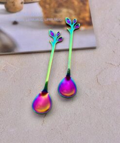 قاشق چنگال استیل دسر خوری فانتزی هفت رنگ هولوگرامی کد 3008